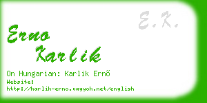 erno karlik business card